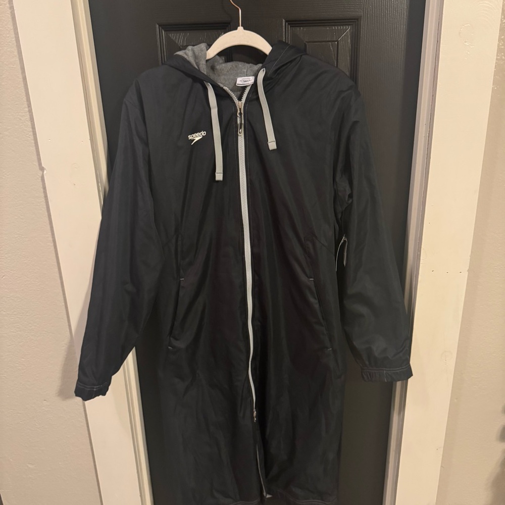 Speedo Unisex Adult Swim Parka Jacket Fleece Lined Team Colors Small, Black